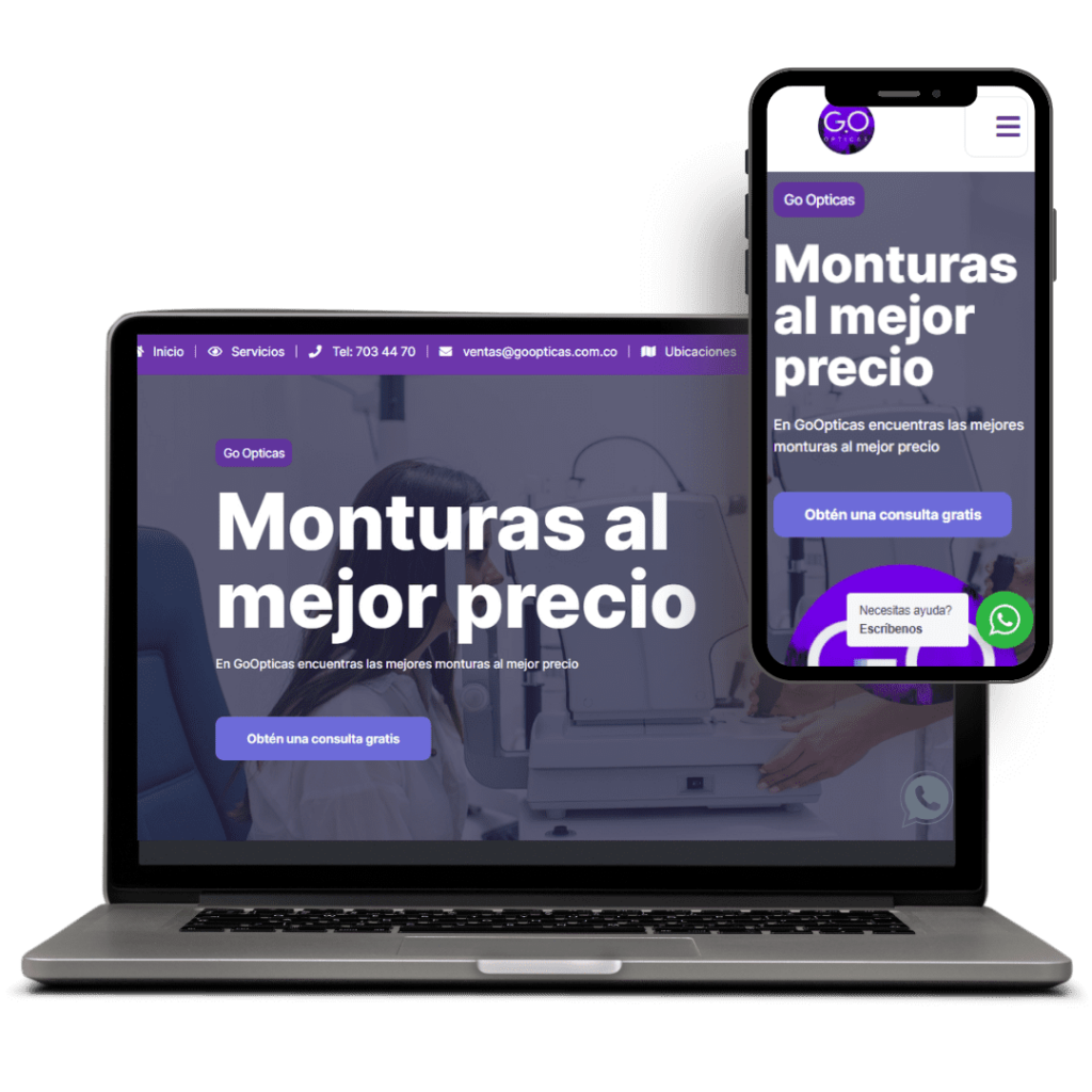 Página web a medida vista en computador