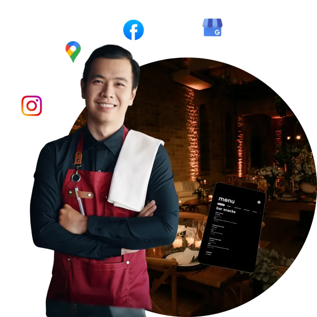 Página web para restaurante vista en celular